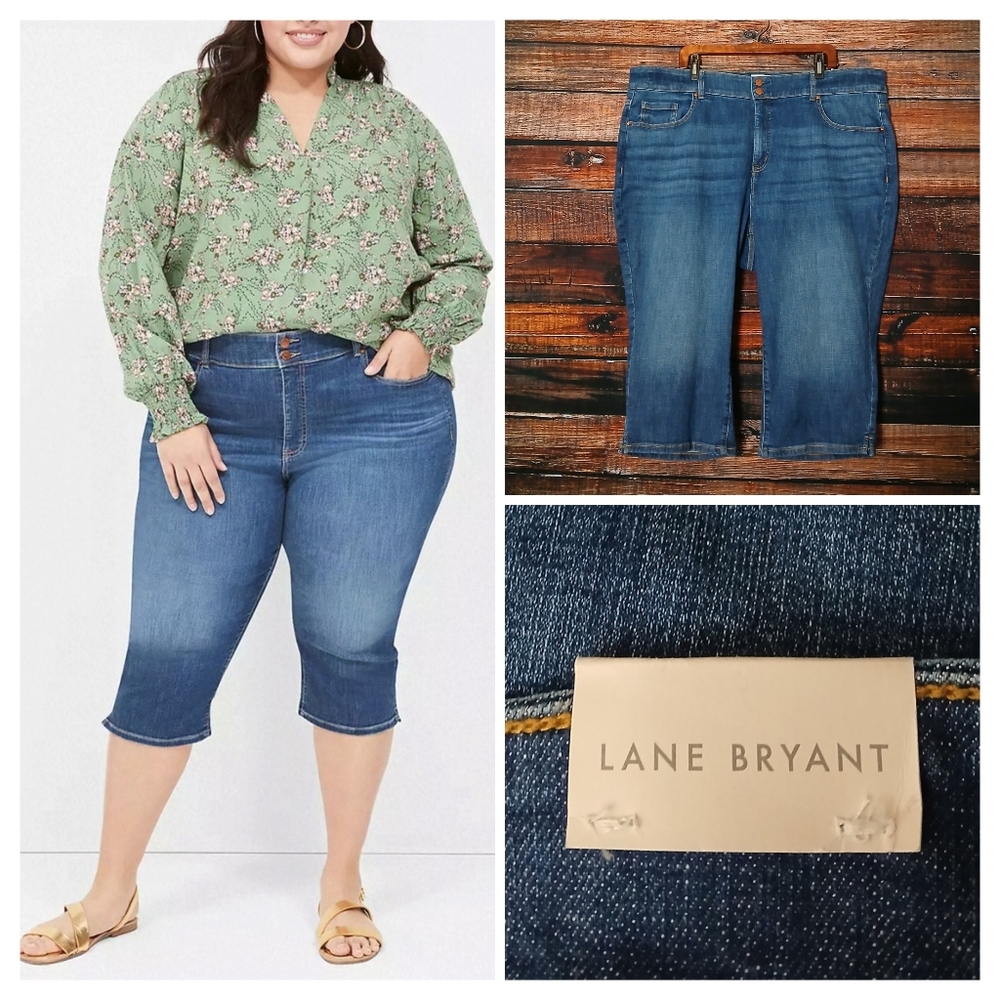 NWT Lane Bryant Jeans Plus Size 26 Pedal Capri High Rise Tighter Tummy Denim